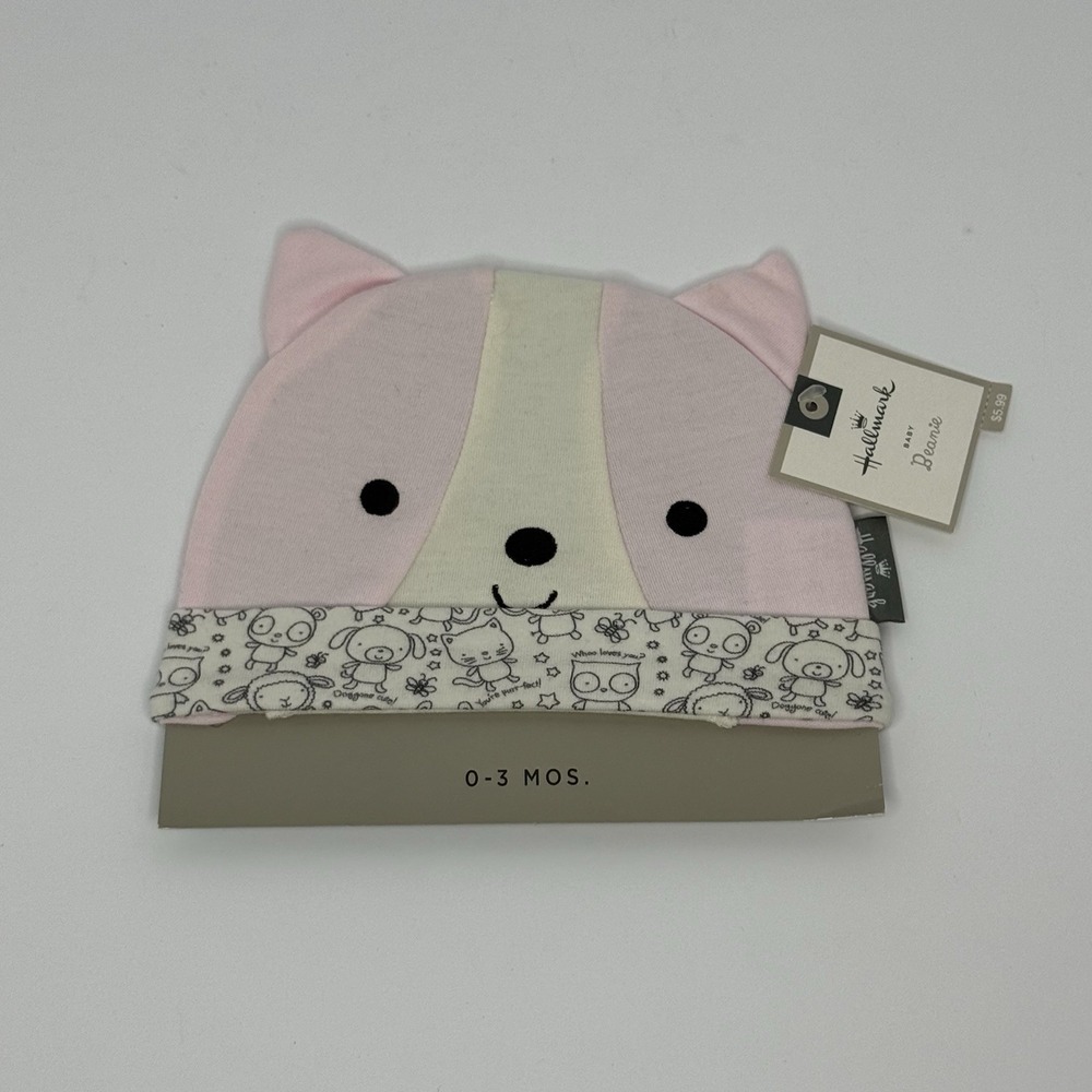 Hallmark Baby Beanie 0-3 Months Pink Dog NWT
